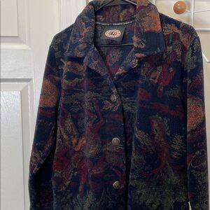 County Clothing  Equestrian Light Weight Button Down Jacket - Navy / Red - M